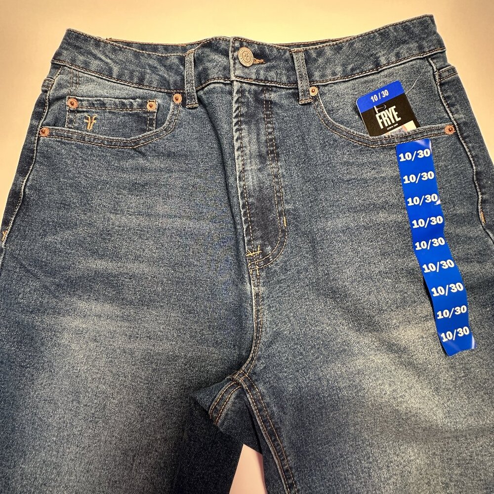 Frye Jeans Womens 10/30 Blue High Rise Crop Cuff Ankle Denim Stretch Whisker NWT